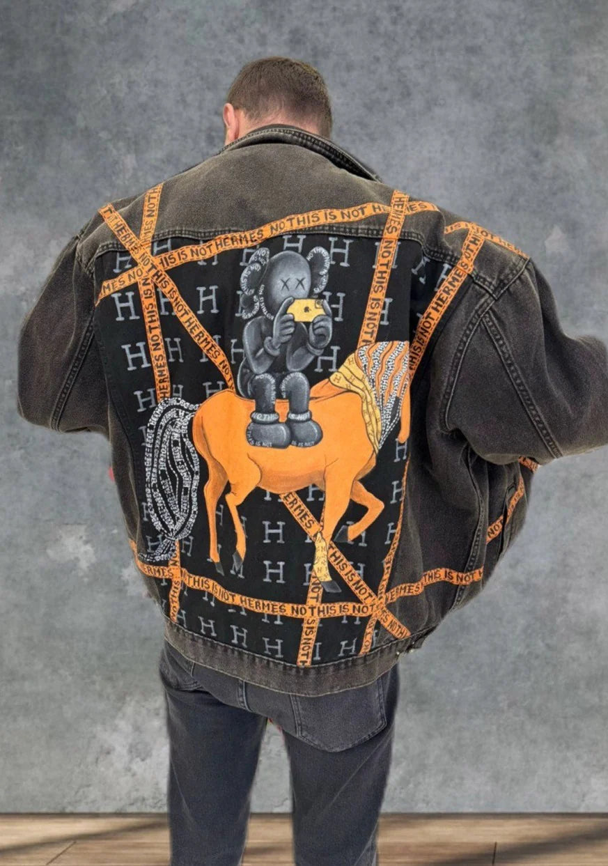 Hand Painted Denim Jacket "Hermes"