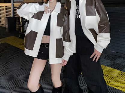 Oversized Milky PU Leather Jacket