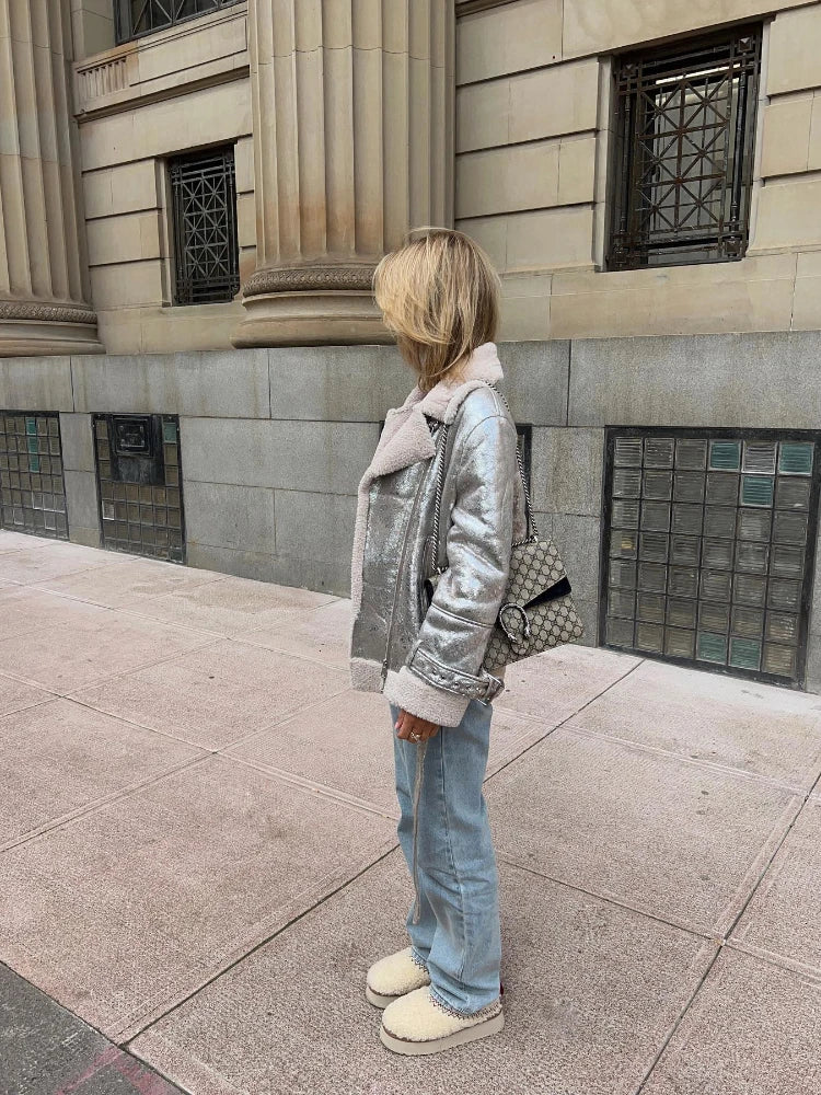 Silver Faux Fur Jacket