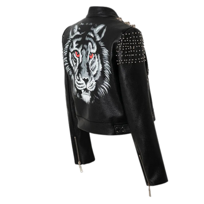 Tiger PU Leather Jacket