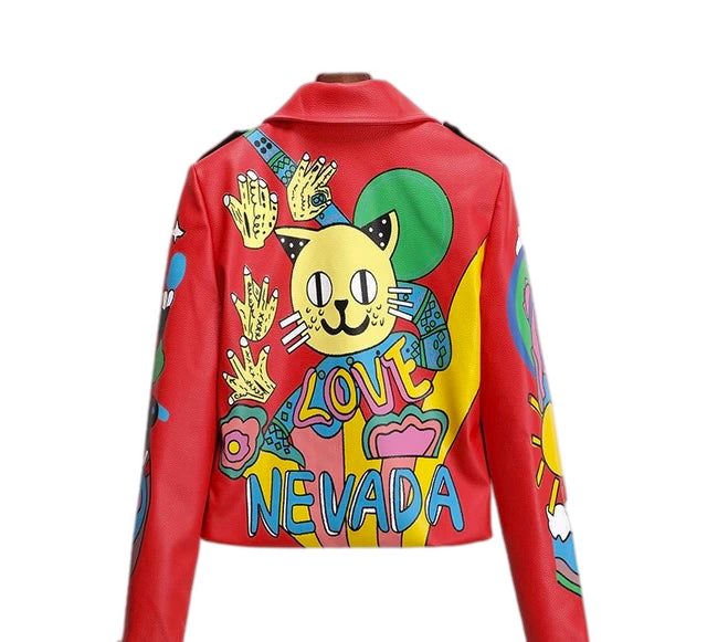 Cartoon PU Leather Jacket