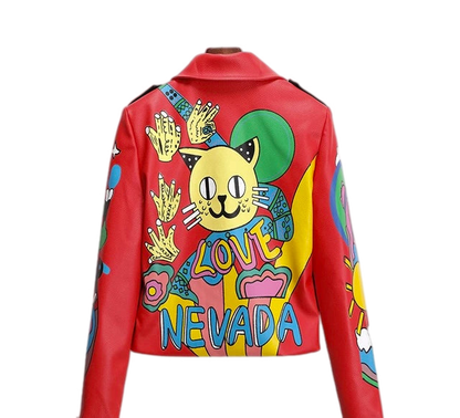 Cartoon PU Leather Jacket