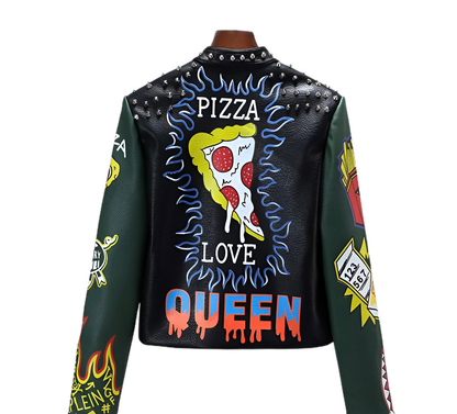 Pizza Lover PU Leather Jacket