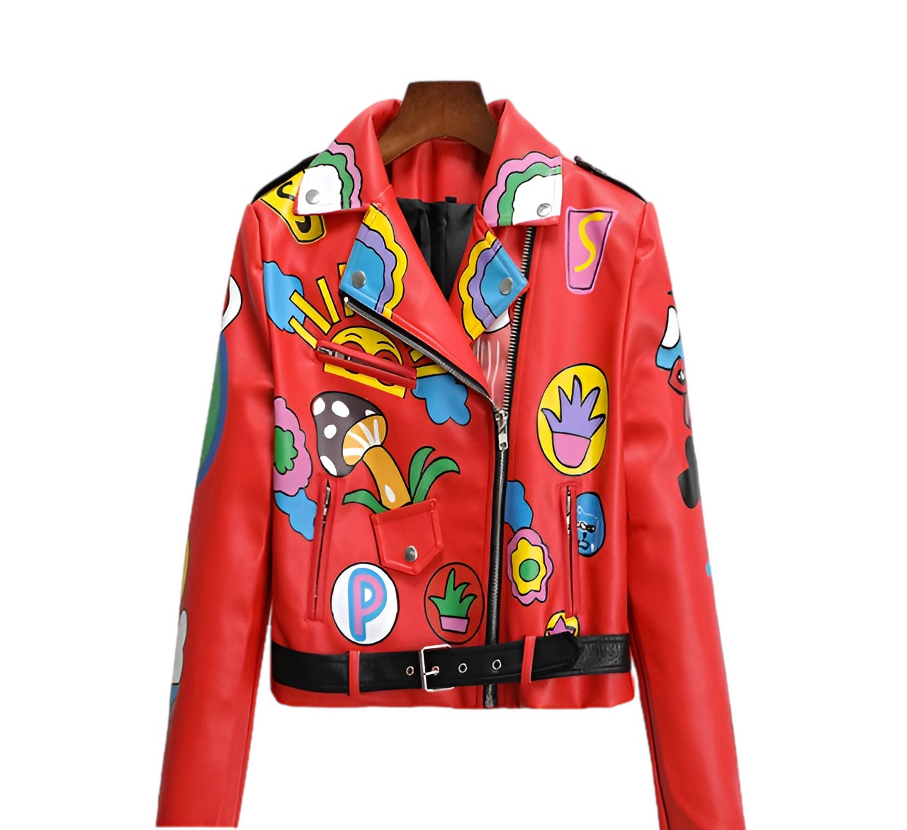 Cartoon PU Leather Jacket