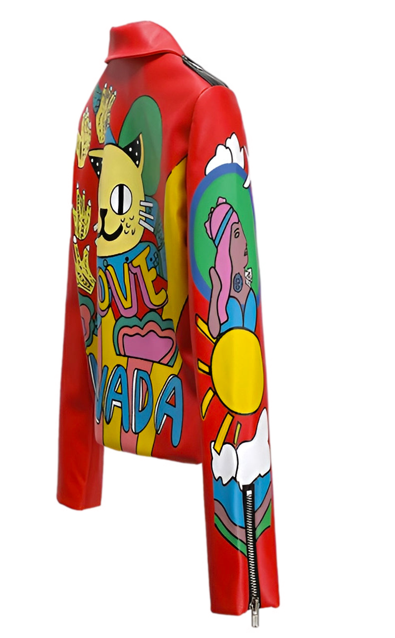 Cartoon PU Leather Jacket