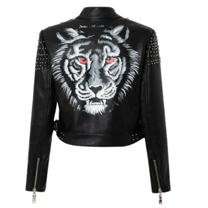 Tiger PU Leather Jacket